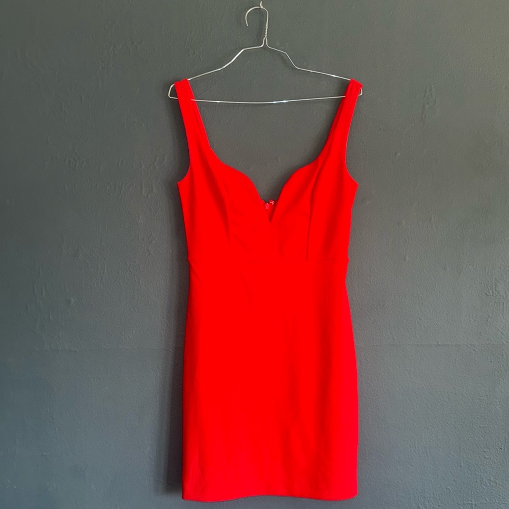 EXPRESS MINI BODYCON DRESS RED SIZE 4 95% POLYESTER 5% SPANDEX